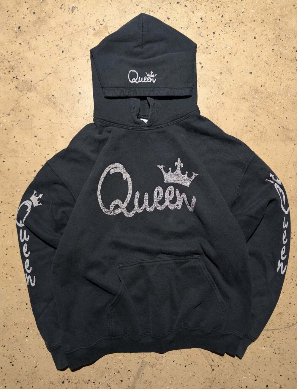 Custom Queen Rhinestone Hoodie Size L Black 09-25-14